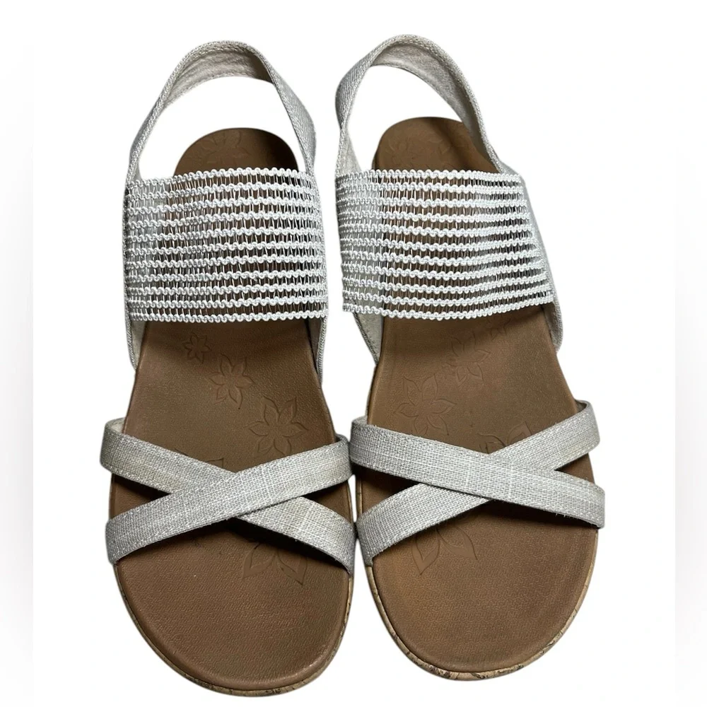 Skechers Women’s Beige Cork Wedge‎ Sandals Sz 9